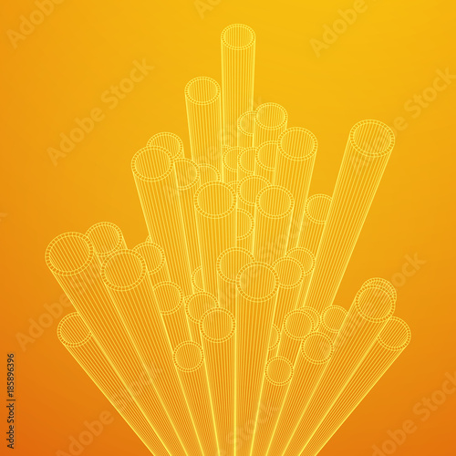 Wireframe low poly mesh construction metallurgy round tubes profile vector illustration