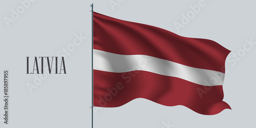 Latvia waving flag on flagpole vector illustration