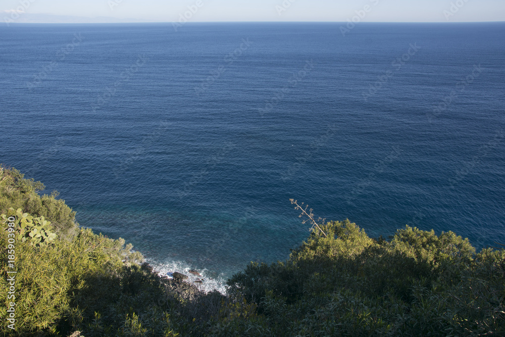 partial view of the Ionian coast near Acireale in Sicily partial view of the Ionian coast near Acireale in Sicily