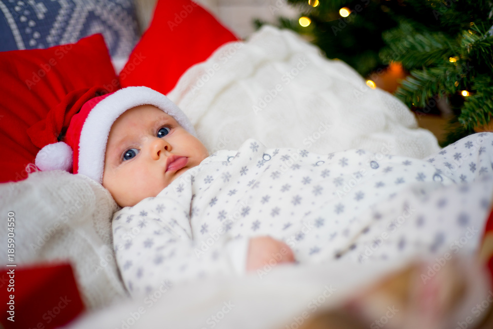 Baby in a christmas hat Baby in a christmas hat
