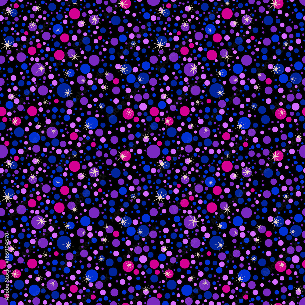 Dot seamless pattern with neon color. Dynamic pattern with bubbles
