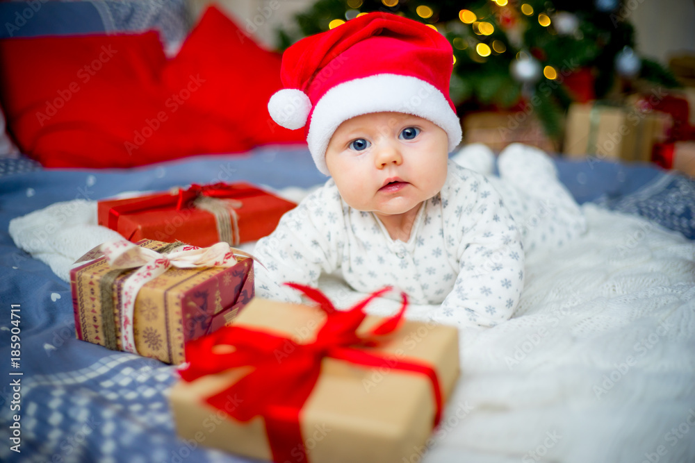 Baby in a christmas hat