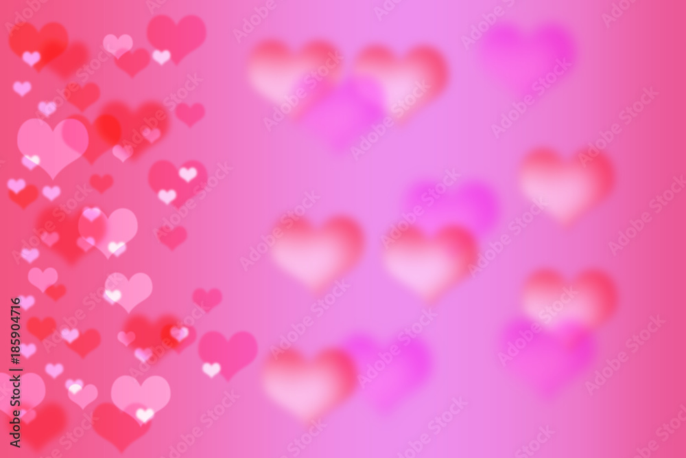 abstract bokeh heart shape with pink background