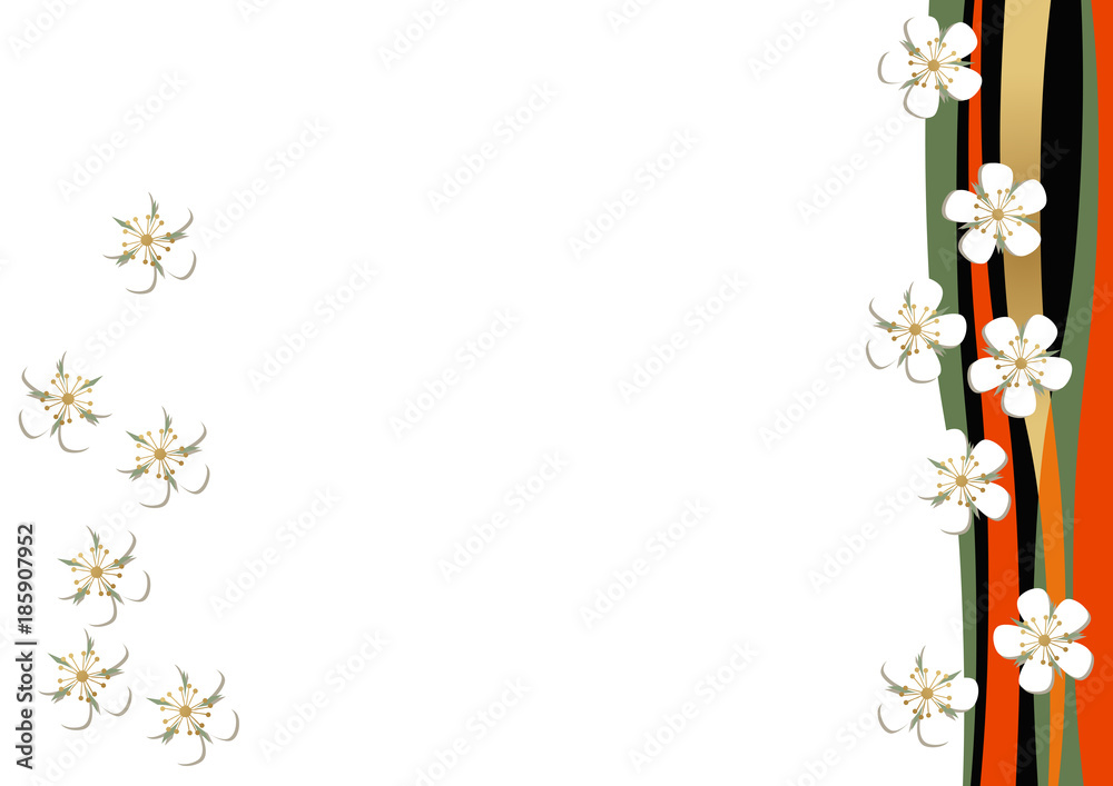 Fototapeta premium 和柄の壁紙。フレーム素材。桜の花のフレーム。春の背景素材。