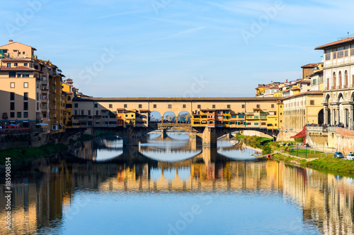 famous ponte vecchio bridge of florence on sunny day