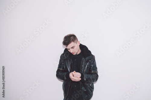 boy wearing black winter jacket