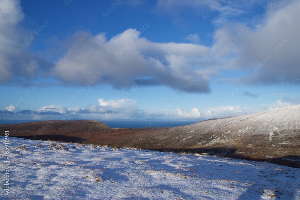 Snowy Outer Hebrides from Trotternish Ridge