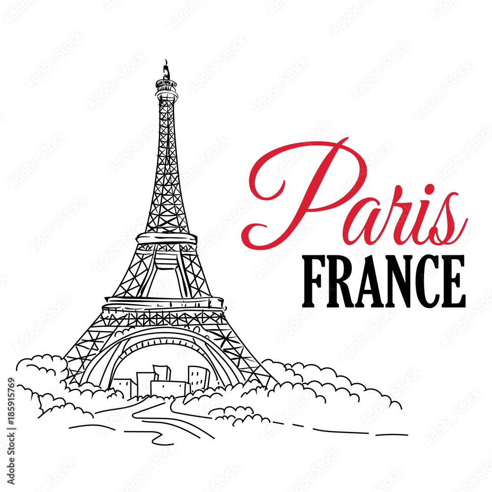 Paris France hand sketched 