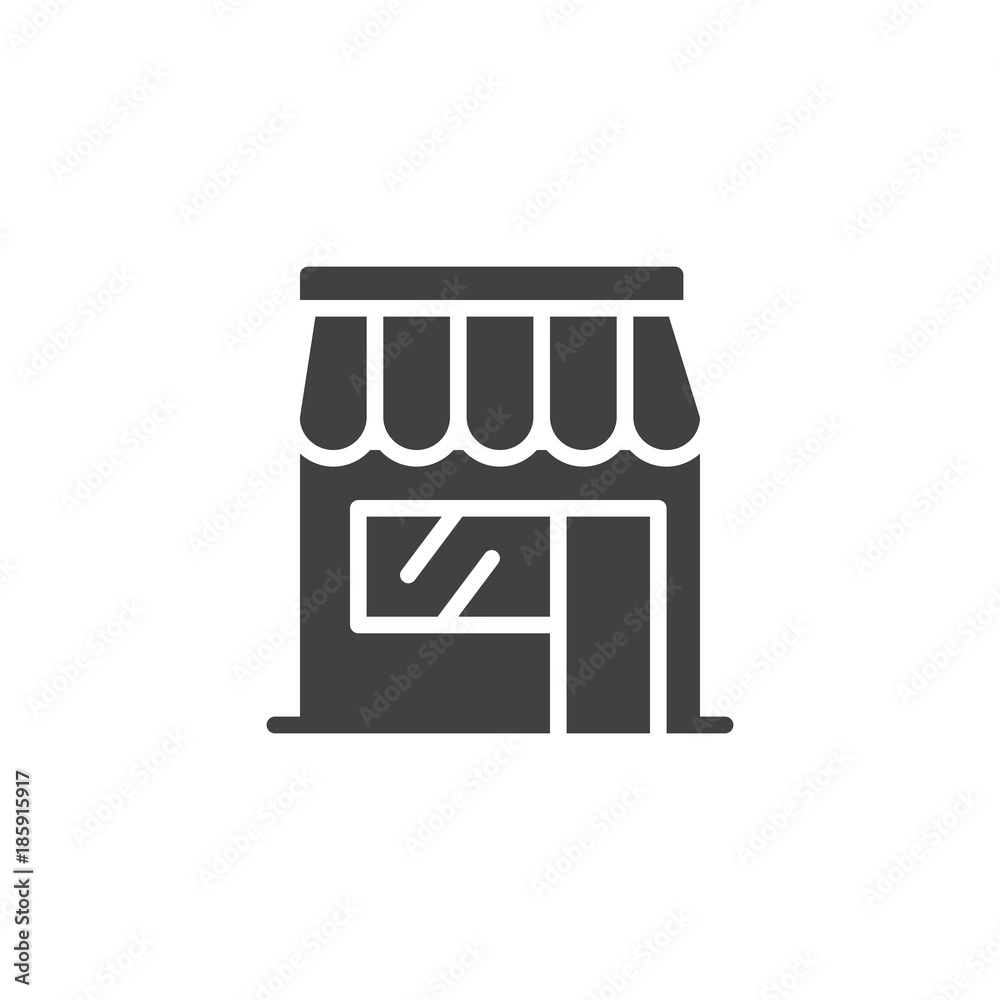 Shop store icon vector, filled flat sign, solid pictogram isolated on white. Retail market symbol, logo illustration Shop store icon vector, filled flat sign, solid pictogram isolated on white. Retail market symbol, logo illustration