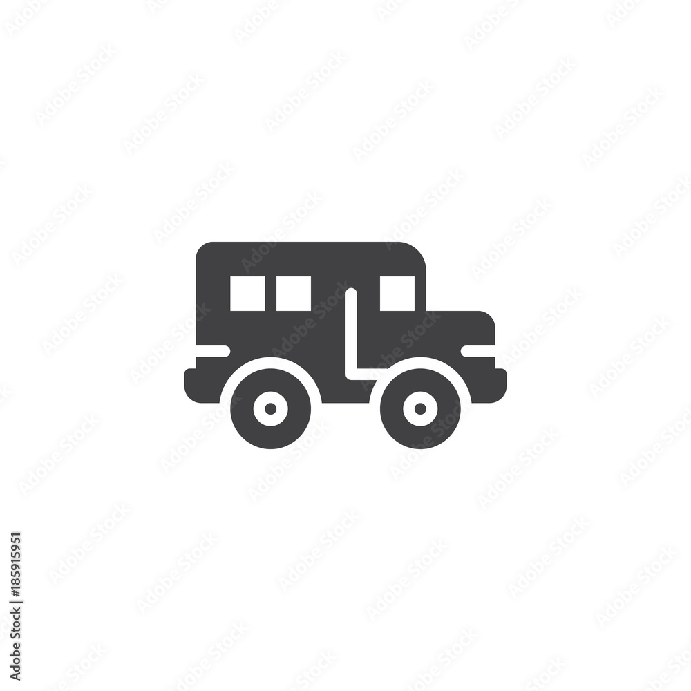 School bus icon vector, filled flat sign, solid pictogram isolated on white. Symbol, logo illustration School bus icon vector, filled flat sign, solid pictogram isolated on white. Symbol, logo illustration