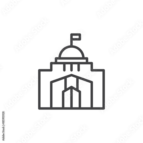 Canvas Print City hall building line icon, outline vector sign, linear style pictogram isolated on white