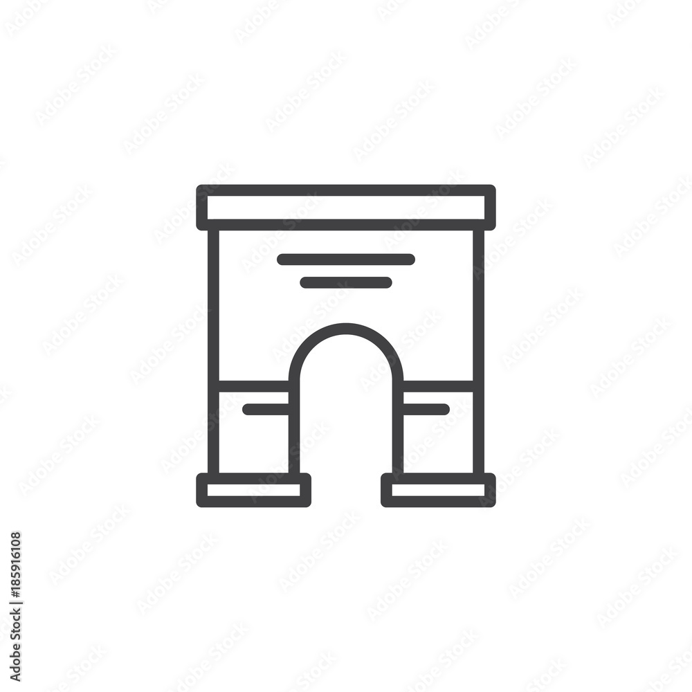 Triumphal arch architecture line icon, outline vector sign, linear style pictogram isolated on white. Symbol, logo illustration. Editable stroke