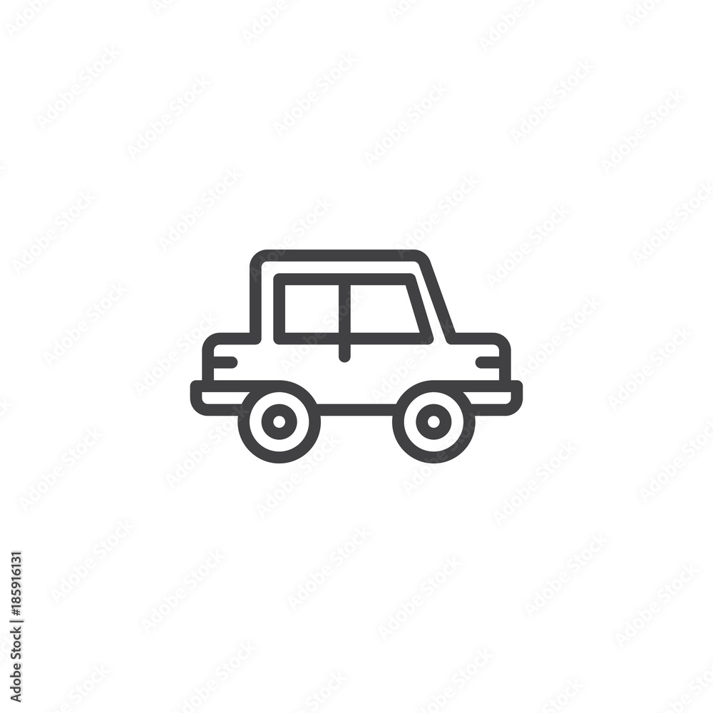 Car line icon, outline vector sign, linear style pictogram isolated on white. Transportation symbol, logo illustration. Editable stroke
