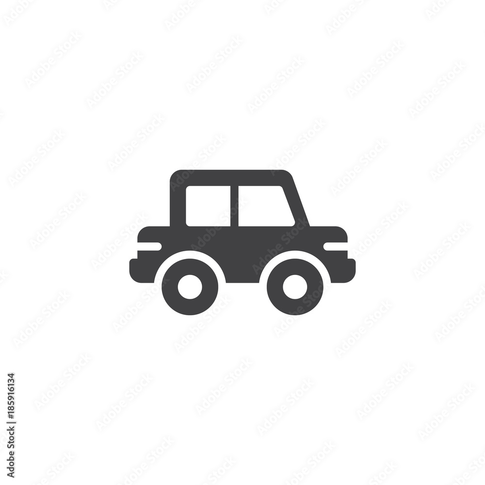 Car icon vector, filled flat sign, solid pictogram isolated on white. Transportation symbol, logo illustration