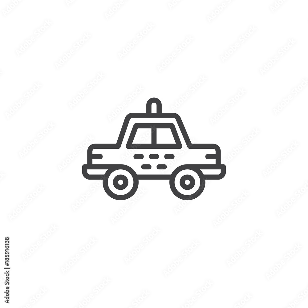 Obraz premium Taxi car line icon, outline vector sign, linear style pictogram isolated on white. Symbol, logo illustration. Editable stroke