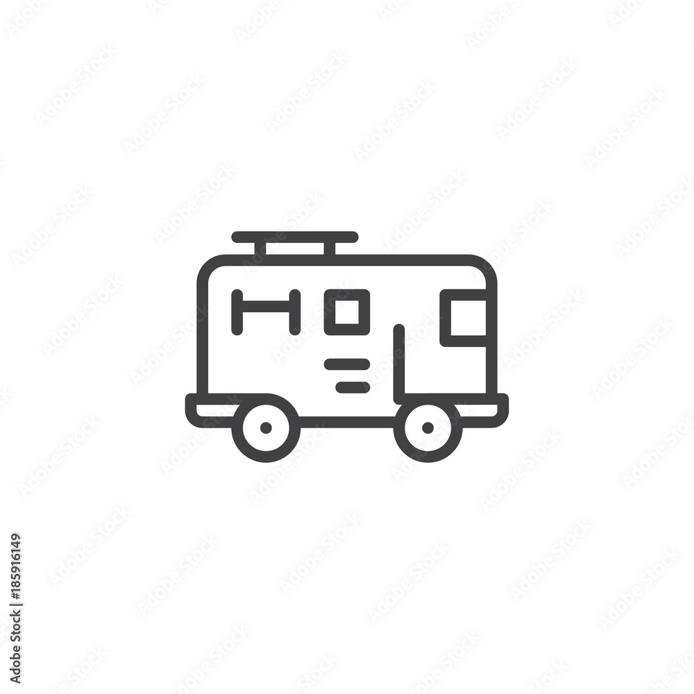 Fire truck line icon, outline vector sign, linear style pictogram isolated on white. Symbol, logo illustration. Editable stroke Fire truck line icon, outline vector sign, linear style pictogram isolated on white. Symbol, logo illustration. Editable stroke