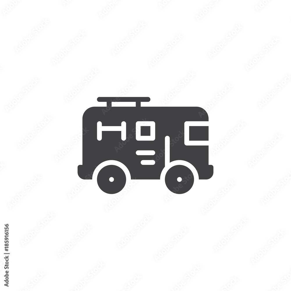Fire truck icon vector, filled flat sign, solid pictogram isolated on white. Symbol, logo illustration