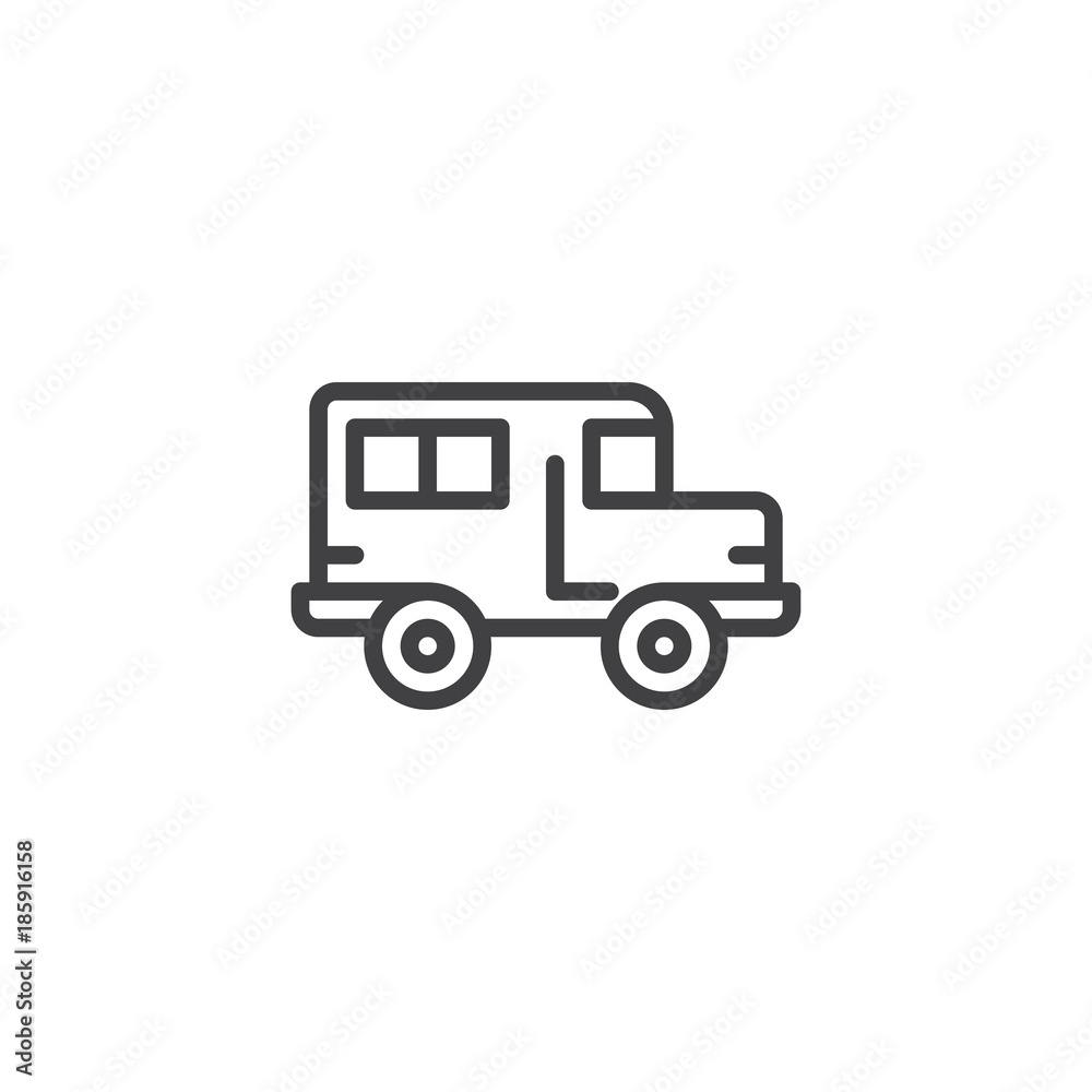 School bus line icon, outline vector sign, linear style pictogram isolated on white. Symbol, logo illustration. Editable stroke School bus line icon, outline vector sign, linear style pictogram isolated on white. Symbol, logo illustration. Editable stroke