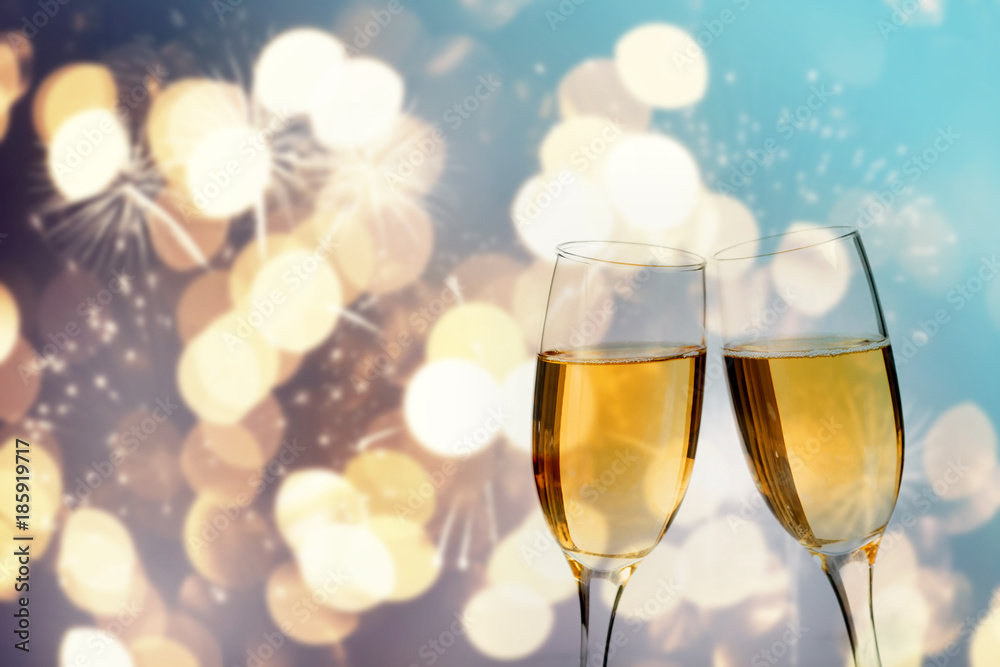 Champagne glasses on sparkling background Champagne glasses on sparkling background