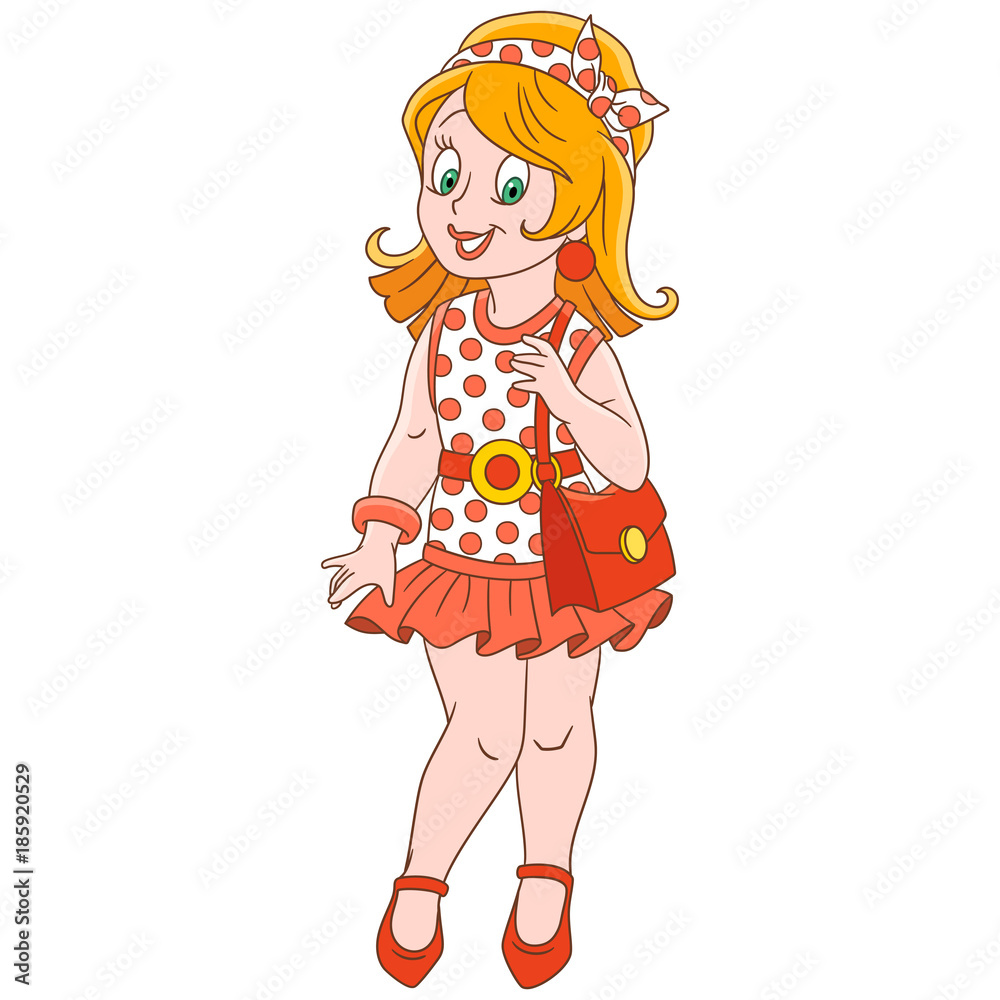 Kids Leisure Activities. Cartoon fashion girl. Design for children's coloring book. Kids Leisure Activities. Cartoon fashion girl. Design for children's coloring book.