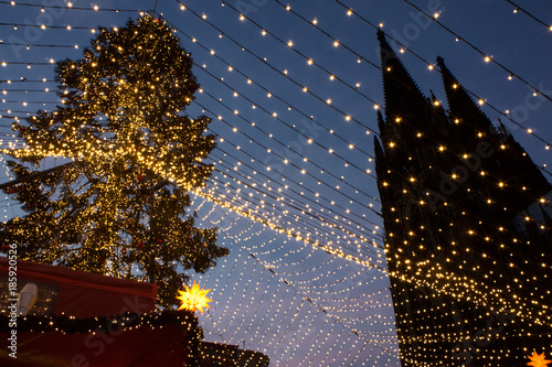 Market. Most famous christmas market in the heart of Cologne near Cologne Cathedral.