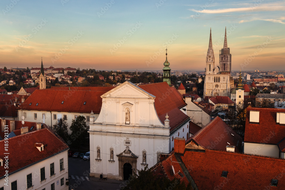 Zagreb, Croatia (aerial view of old city).
