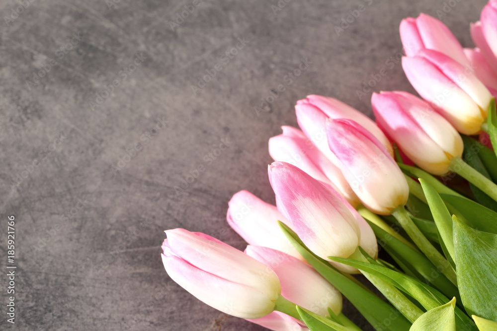 Naklejka premium Tongue fresh tulips usually considered as innocence flowers and are an extremely pleasant surprise when we give them just without a chance.