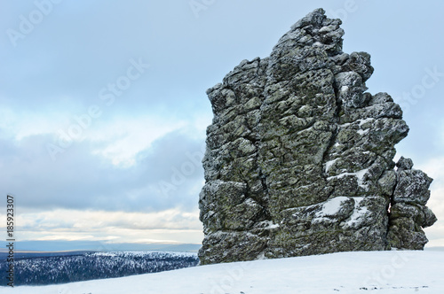 Giant rocks at the Manpupuner Plateau, Northern Ural. One of the seven wonders of Russia