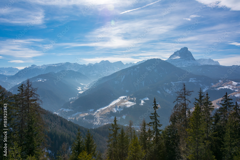 Beautiful winter and mountain scenery in Italy