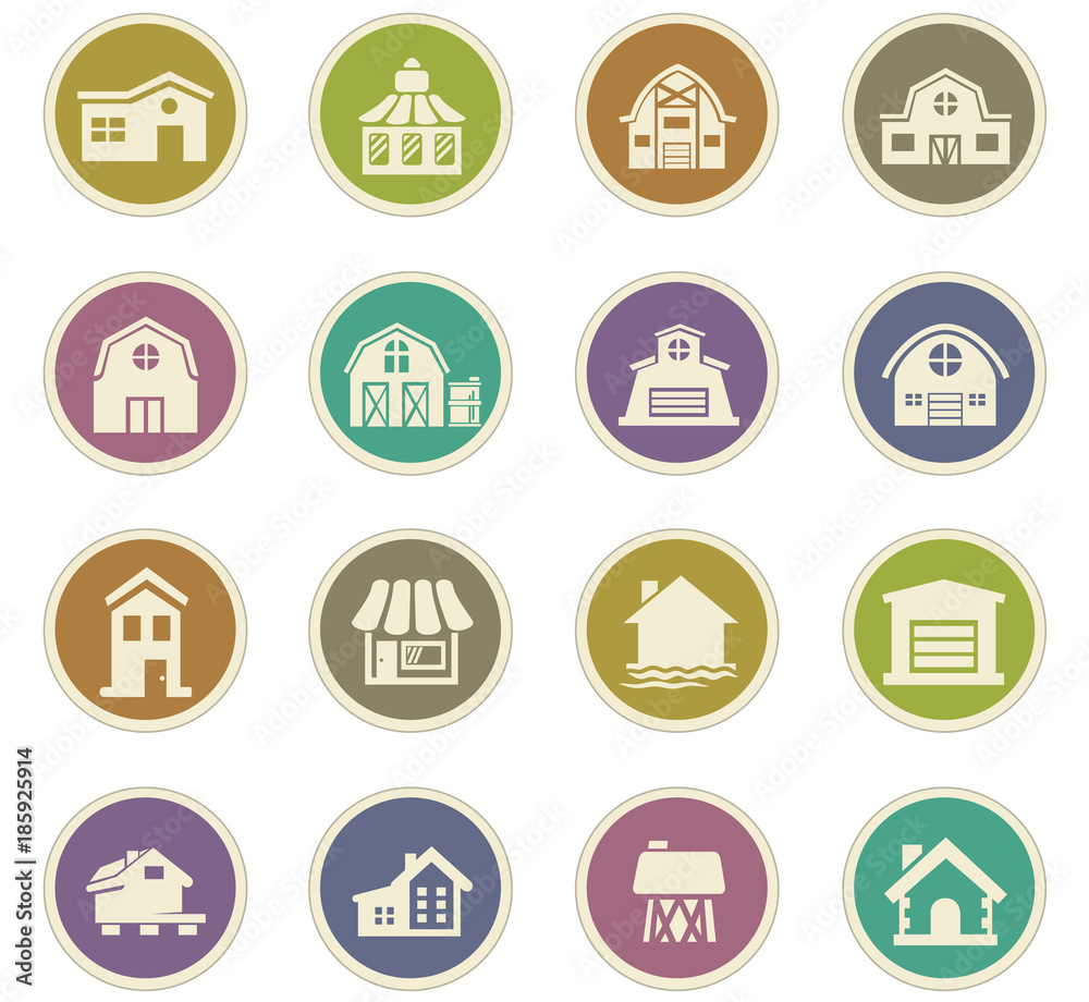 Farm building icons set Farm building icons set