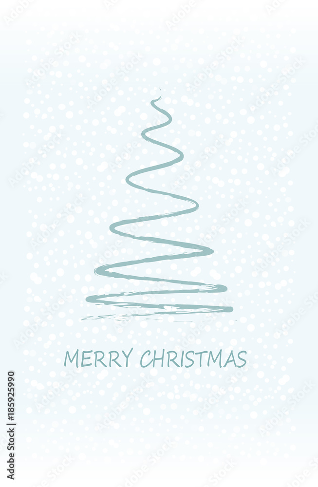 Happy New Year, Merry Christmas, Abstract blue card with fir with snow. Vertical banner.  Illustration Vector. Christmas greeting card design.