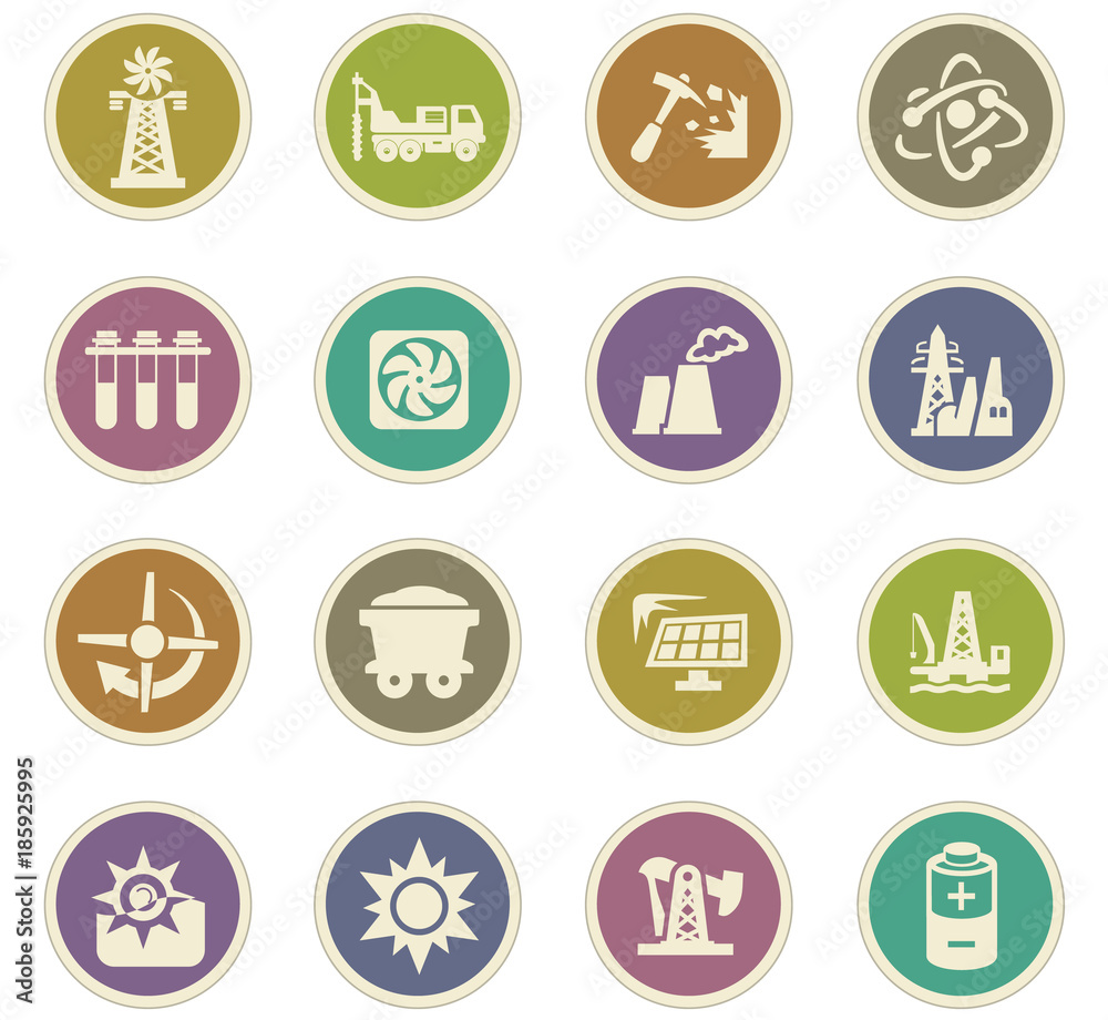 Fuel Power generation icons set Fuel Power generation icons set