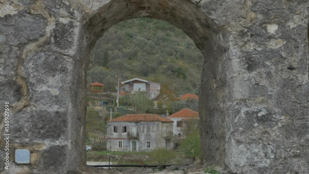 Montenegro, Stari Bar. Embrasure of the Fortress of Old Town. Pan View Montenegro, Stari Bar. Embrasure of the Fortress of Old Town. Pan View