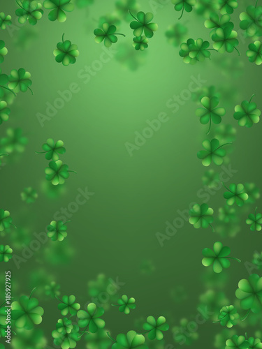 St. Patrick s Day shamrocks blur effect. EPS 10 vector © berezovskyi