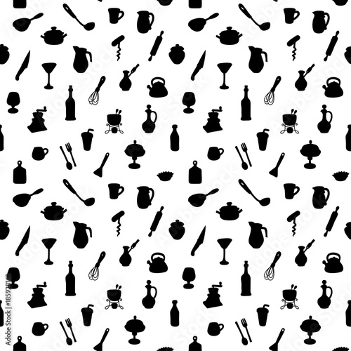 Seamless kitchen pattern. Can be used for textile, website background, book cover, packaging.