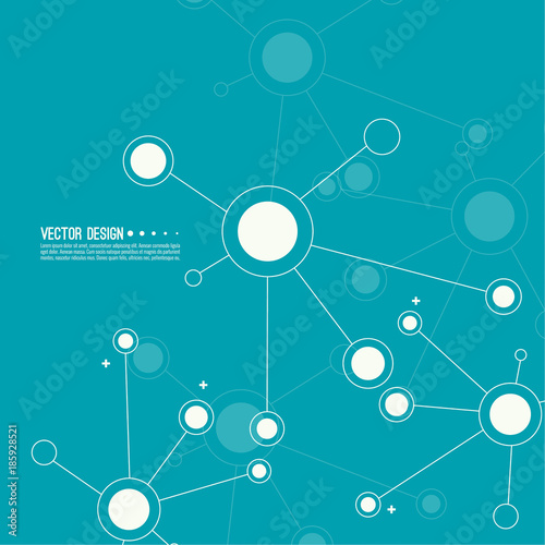 Virtual abstract background with particle, molecule structure. genetic and chemical compounds. creative vector. Science and connection concept. Social network. photo