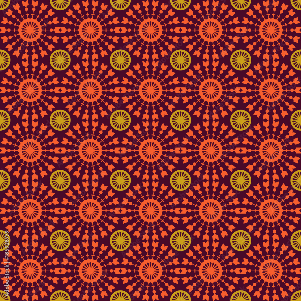 Abstract geometric seamless pattern with circle and line. Can be used for textile, website background, book cover, packaging.