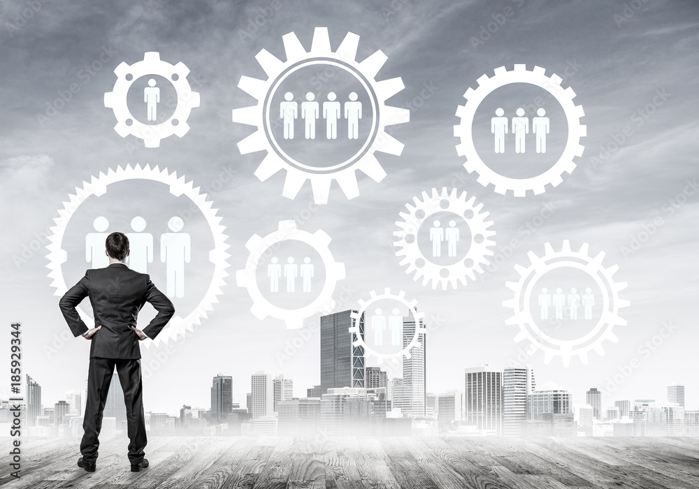 Fototapeta premium Social connection concept drawn on screen as symbol for teamwork