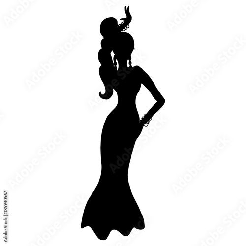 Vector illustration with silhouette of woman dancing belly dance