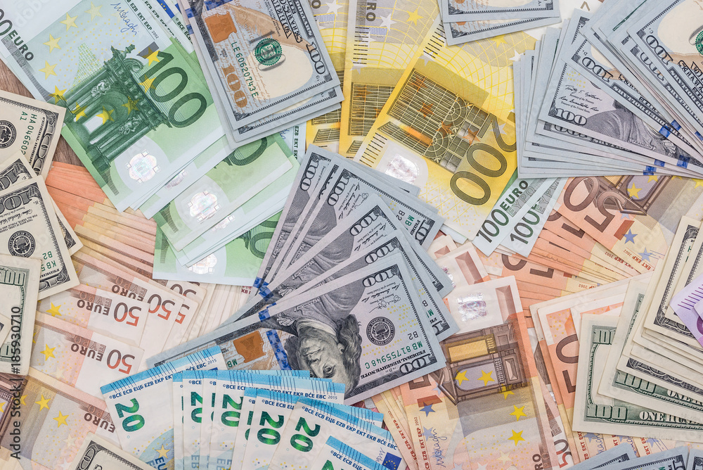 Obraz premium pile with dollar and euro for design .