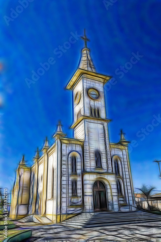Cathedral Church of Brodowski - Sao Paulo - Brazil illustration