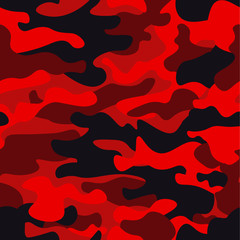 Fototapete Tarnmuster Leuchtend Rotes Camouflage Militärmuster  © lupascoroman