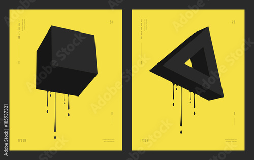 Modern abstract geometric design. Futuristic posters flyers with liquid ink splashes. Eps 10 vector illustration photo