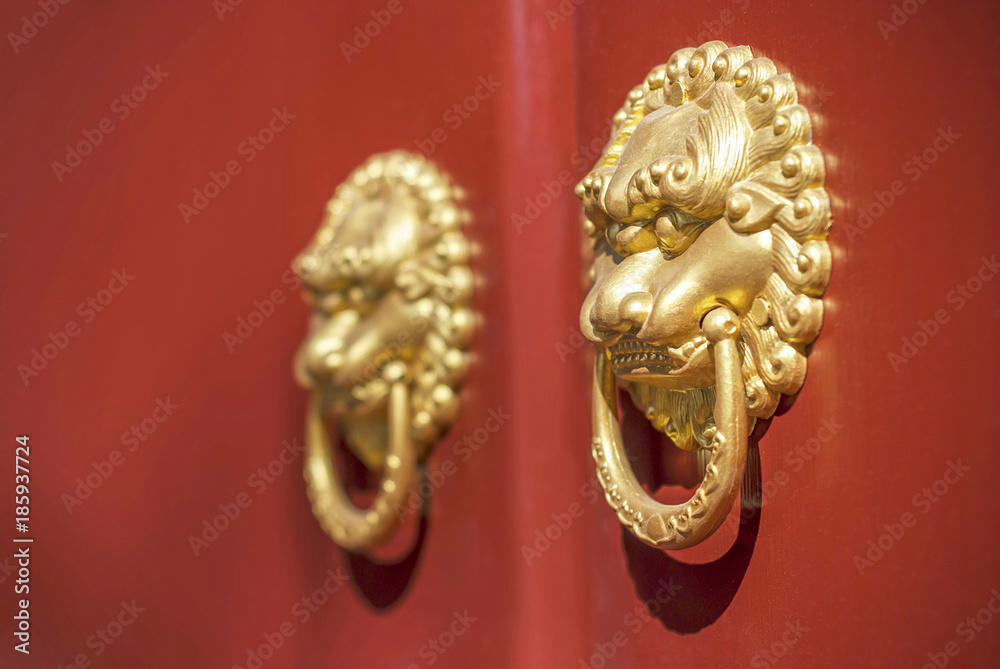 Ancient Chinese door knocker, located in Temple of Confucius.