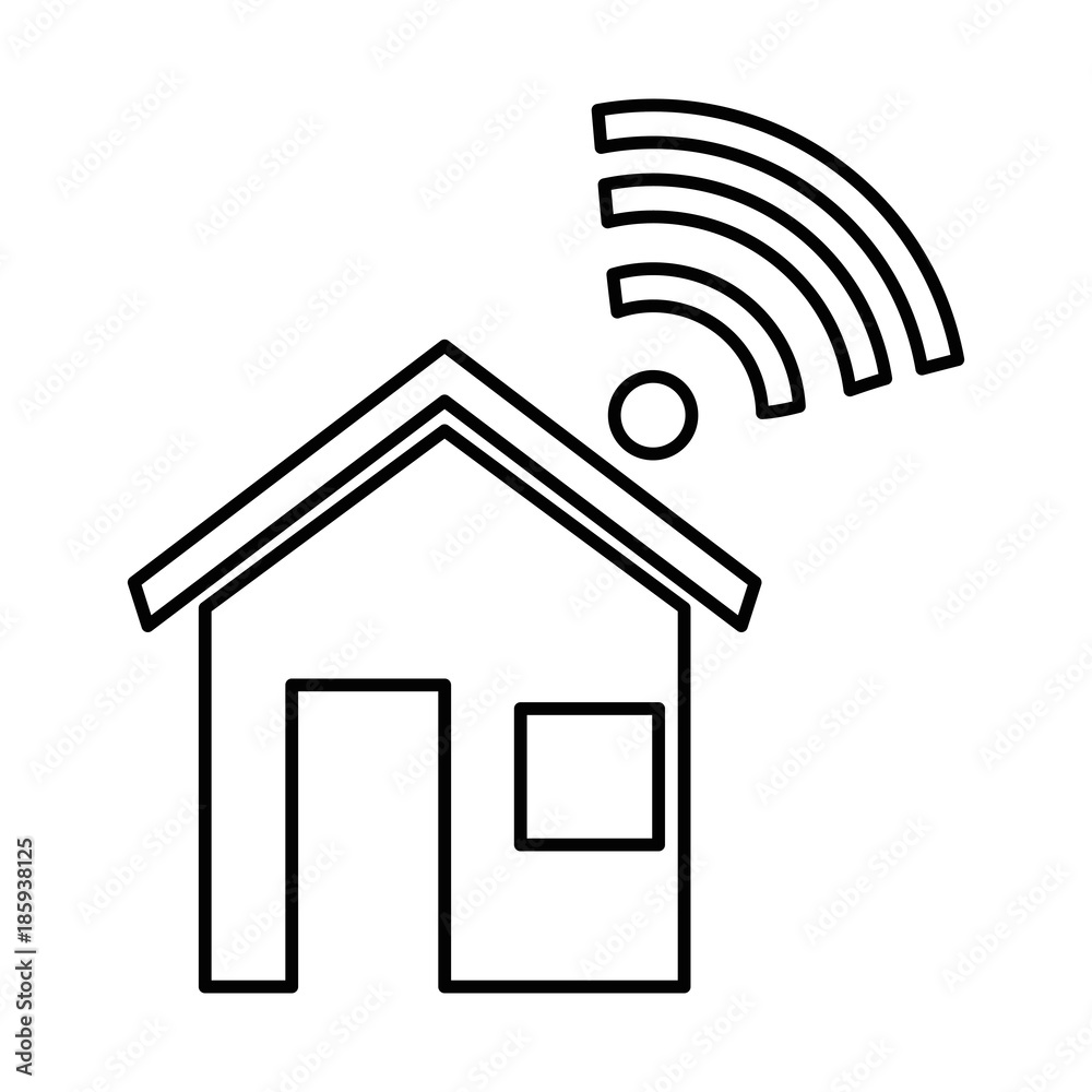 house silhouette with wifi signal vector illustration design house silhouette with wifi signal vector illustration design