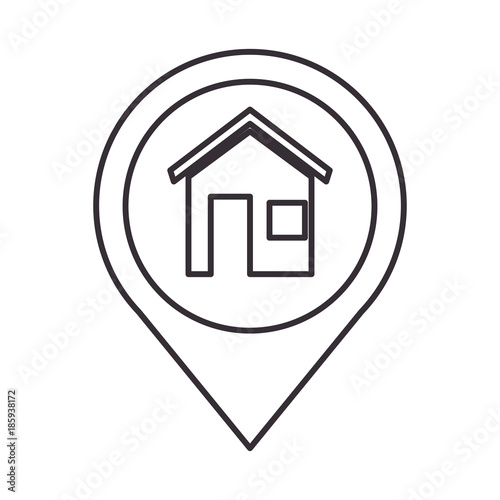 pin pointer location with house vector illustration design © Gstudio