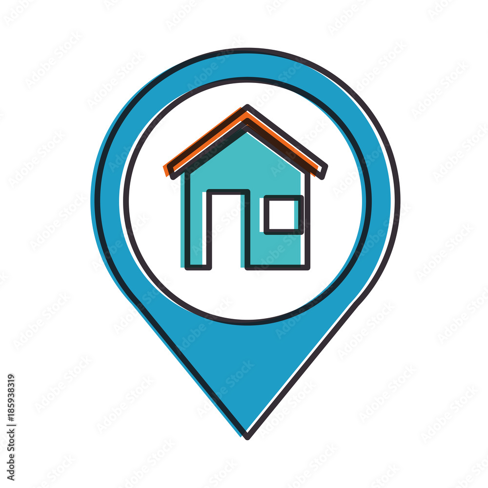 pin pointer location with house vector illustration design pin pointer location with house vector illustration design