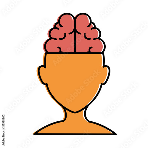 brain storming with human profile vector illustration design