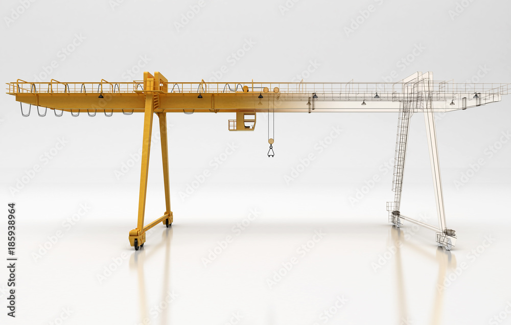 Gru Carroponte Industria, illustrazione 3d Gru Carroponte Industria, illustrazione 3d