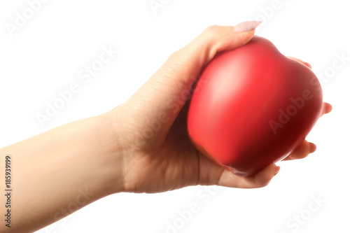 Red apple in hands isolated